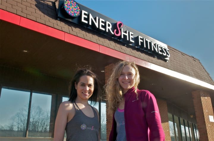 Christina Favale (L) and Karly Schneider of enerShe Fitness.