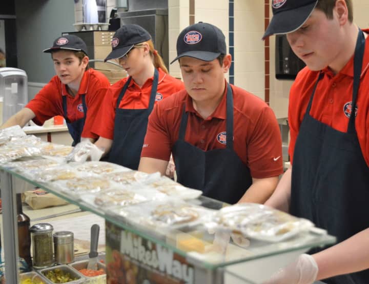 The sandwich-making team at Jersey Mike&#x27;s in Emerson are ready for a lunch crowd Monday. Pictured are, from the left, Kenny, Melissa, General Manager Dan Gray and Ryan.