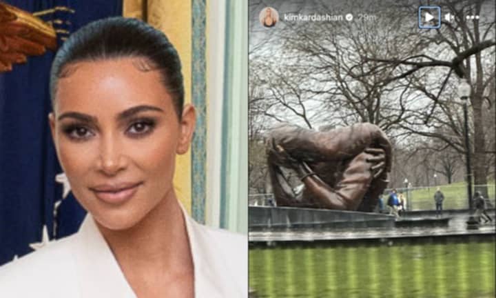 Kim Kardashian posted a picture of &quot;The Embrace&quot; statue to her Instagram story on Friday, Jan. 20
