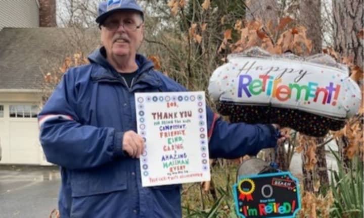 A community in Wayland sent Bob the mailman off with a special retirement gift on his last route at the end of January.