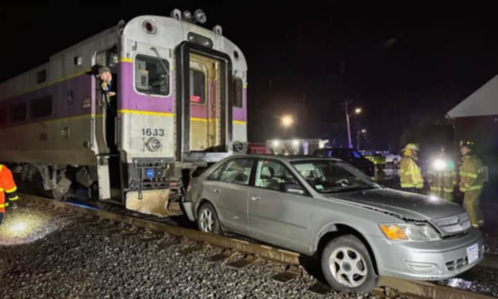 A car that drove onto train tracks caused delays on the Newburyport Line of the Commuter Rail on Thursday, Jan. 20