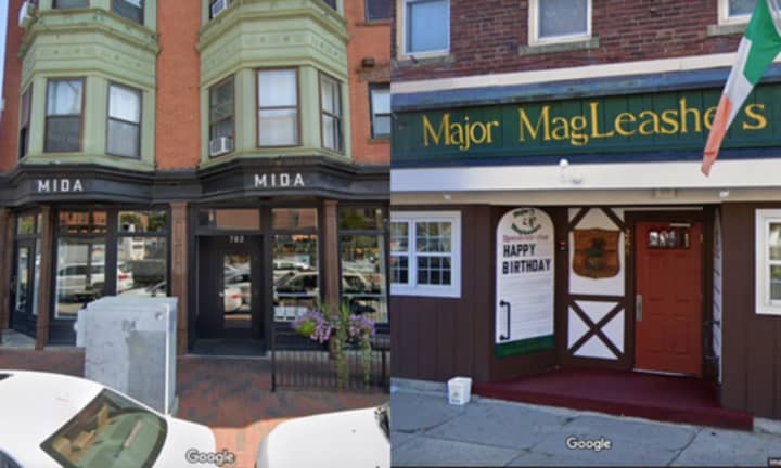 A business partner at MIDA (left) in Boston bought the former space of Major Magleashe&#x27;s Pub in Salem (right)