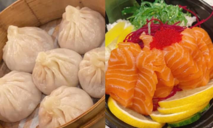 The eatery serves up Chinese and Japanese dishes, with options including sushi, dumplings, and noodles.