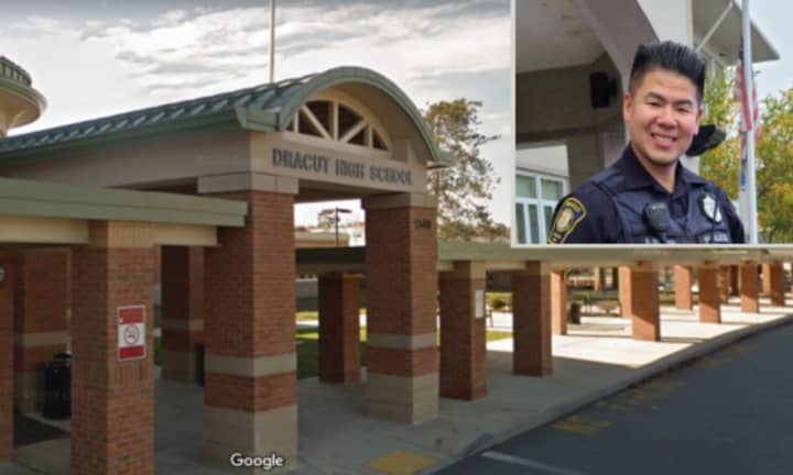 Sunny Nguyen works as a school resource officer at Dracut High School.