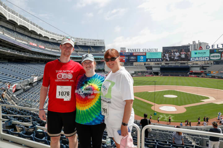 Dennis Wirth, Kristina Ferreira and Valerie Quigley ran in the 9th Annual Damon Runyon 5K at Yankee Stadium.