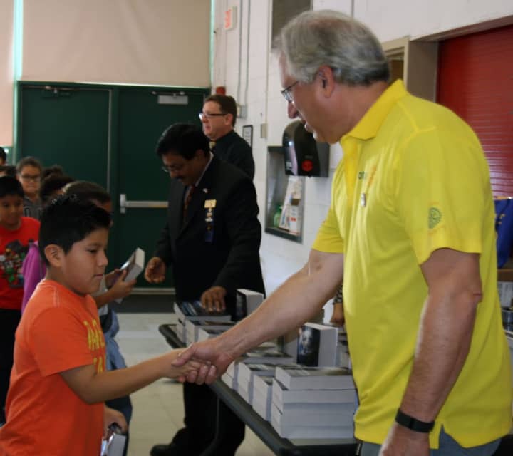 The Elmsford Rotary Club donated dictionaries to third graders at Grady Elementary School Oct. 17.