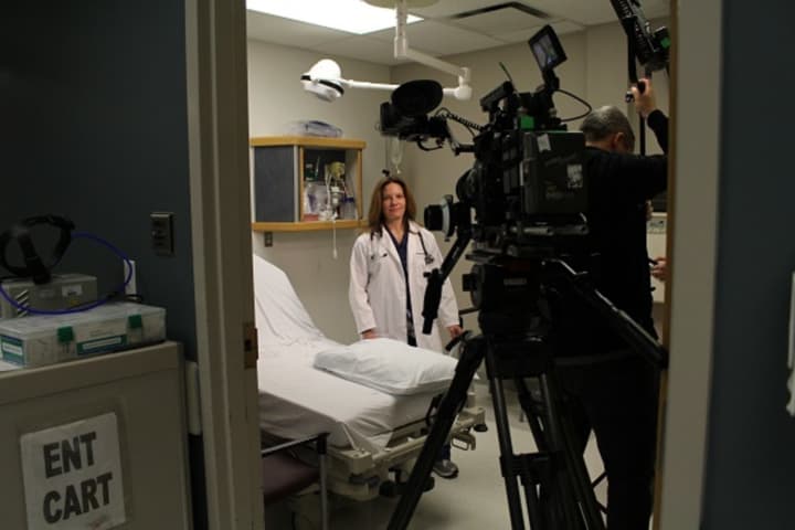 Dr. Freya Dittrich is filmed by NBC while at work at Putnam Hospital Center.