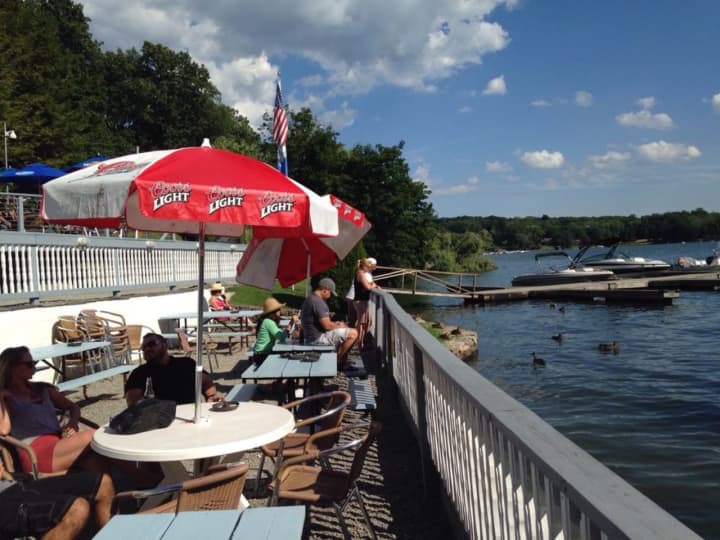 Down the Hatch offers views of Candlewood Lake from it outdoor deck.