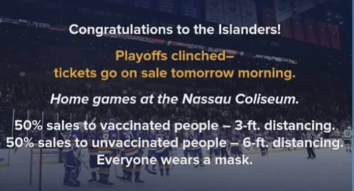 There will be a fully-vaccinated fan section during the Islander&#x27;s playoff run.