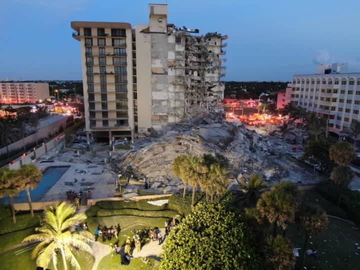 The collapsed building in Surfside, Florida.