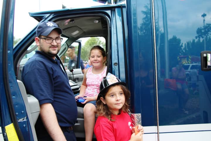 Girls get a tour of the Lodi ambulance.