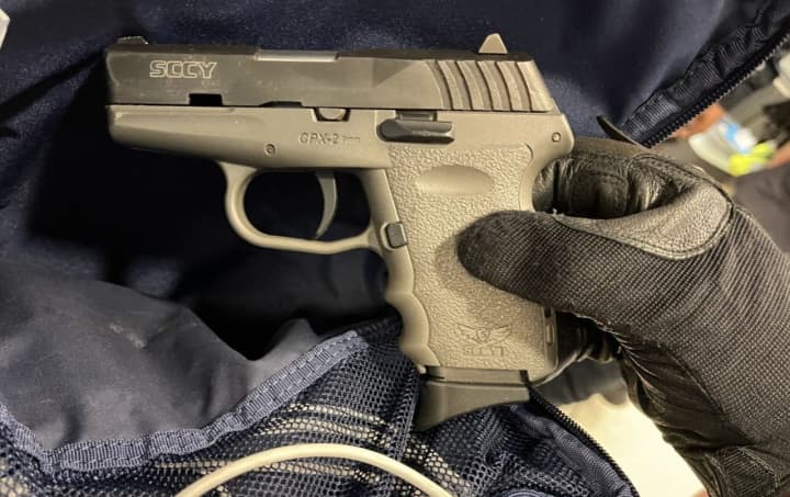 Gun that TSA said was found in Newark Airport traveler&#x27;s carry-on bag.