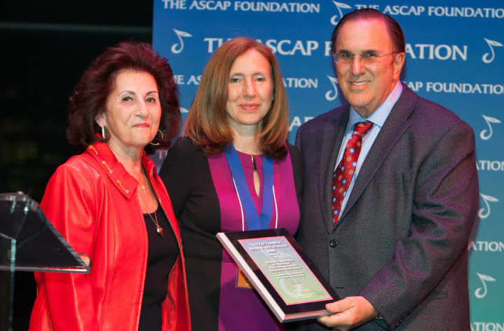 L-r: Barbara LoFrumento, co-founder of the award; Noreen Urso, Eastchester&#x27;s assistant superintendent of pupil personnel; John LoFrumento, co-founder of the award; and MaryEllen Meehan Byrne, Eastchester&#x27;s community relations representative. 