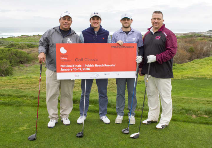 Dr. Stephen Nicholas of Scarsdale and Andrew Verboys of Armonk were on the team that won the National Finals of the National Kidney Foundation’s Golf Classic. (L) Dr. Stephen Nicholas, James Nicholas, William Bernstein, Andrew Verboys.