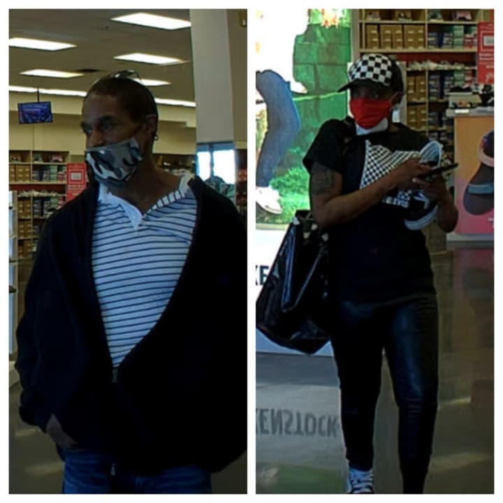 Police in Chester County are seeking the public&#x27;s help locating a pair of alleged thieves who threatened to blow up a Famous Footwear store in West Whiteland Township.