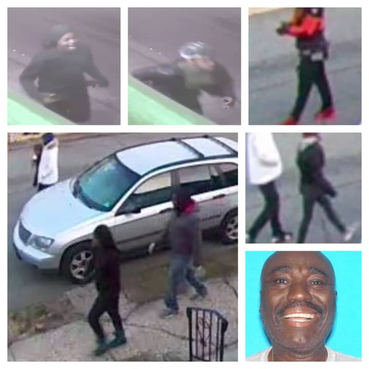 Samuel V. Gbotoe (bottom right) was killed in Irvington earlier this year. Authorities Thursday released surveillance photos of &#x27;persons of interest&#x27; in the investigation.