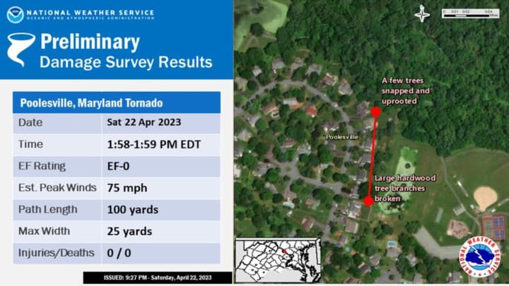 The tornado touched down in Montgomery County over the weekend.