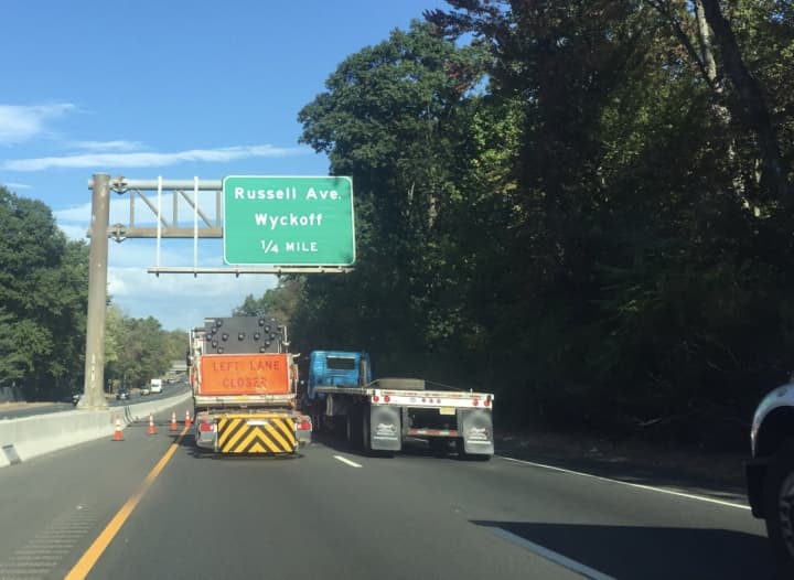 A lane closure on Route 208 North in Wyckoff is causing traffic to back up.