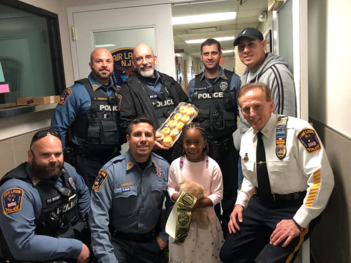 Mackenzie and Fair Lawn police officers Thanksgiving Day.