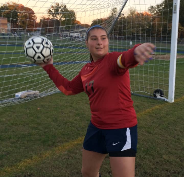 Alexa Bufi, senior captain of the Saddle Brook girls soccer team, is the school&#x27;s all-time leader in shutouts. 