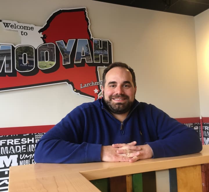 Harrison resident Anthony Grippo at his Larchmont MOOYAH location.