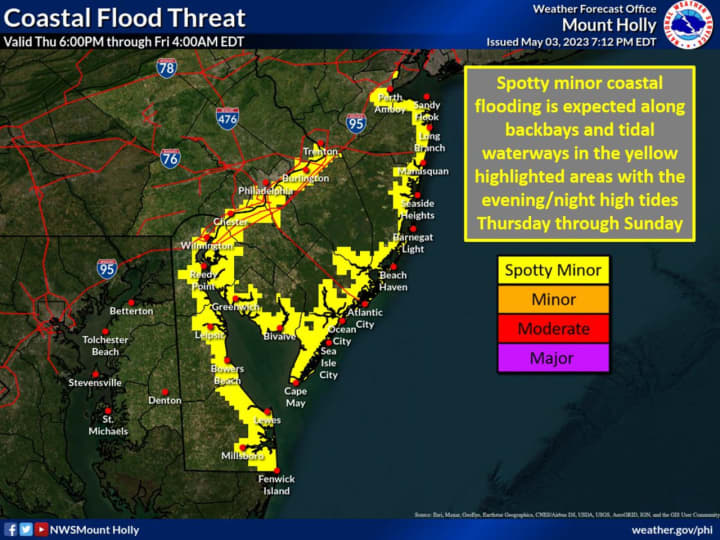 The National Weather Service issued coastal flood watch advisories.