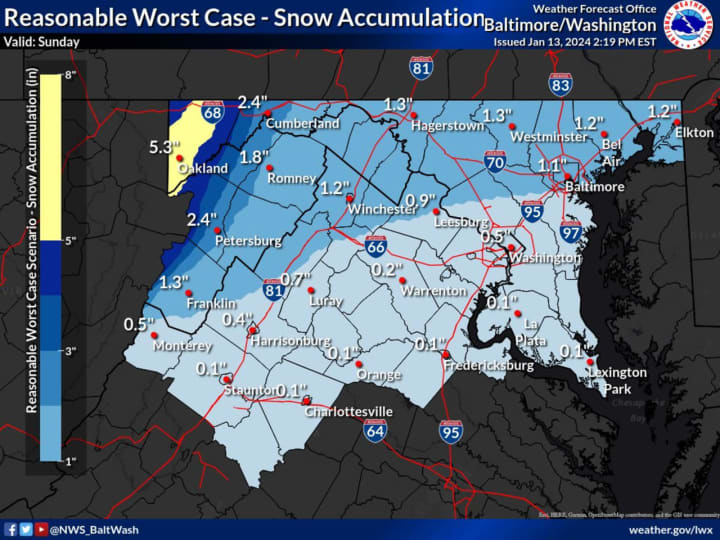 The possible worst case scenario, according to the National Weather Service.
  

