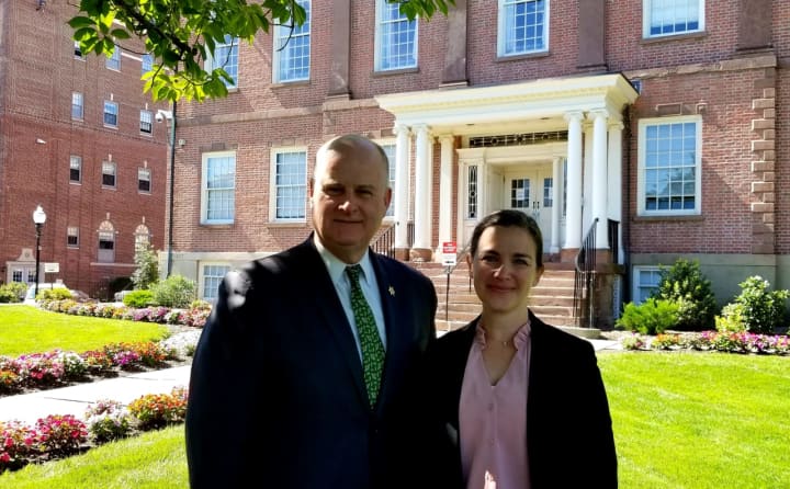 Morris County Sheriff James M. Gannon and Kelley Zienowicz, who will be the only female chief in Morris County when she is sworn in to helm the Sheriff&#x27;s Department next week.