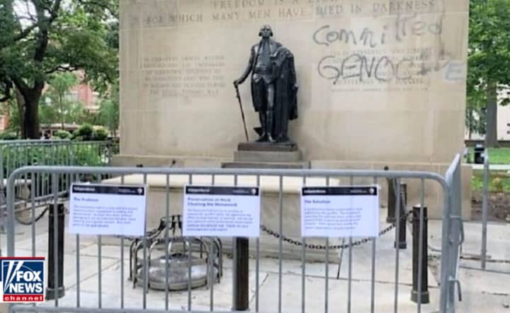 The Tomb Of the Unknown Soldier of the American Revolution in Philadelphia’s Washington Square was vandalized.