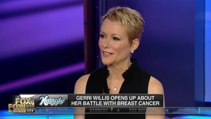 Fox News Business anchor Gerri Willis of Hartsdale on-air detailing her battle against cancer.