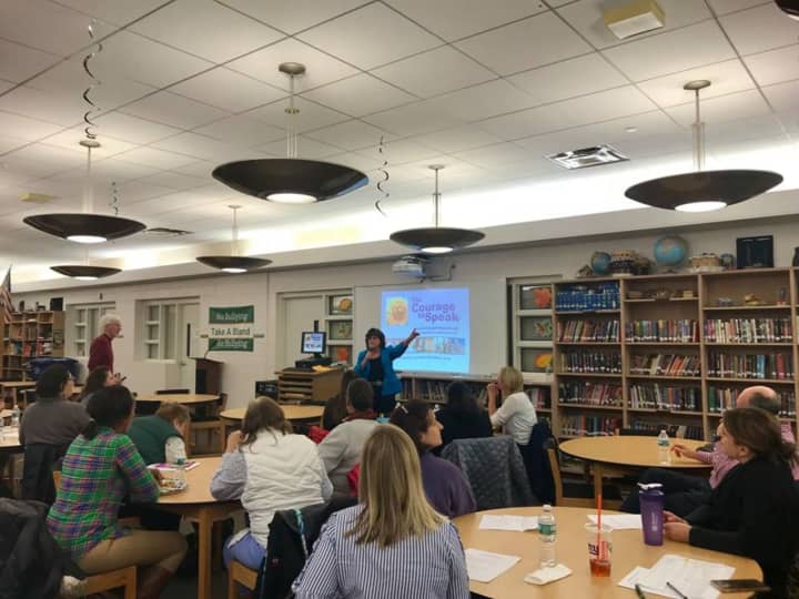 Ginger Katz of the Courage To Speak Foundation gives a drug prevention presentation to adults to keep their children safe.