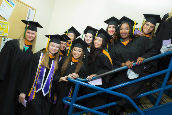 Felician graduates show their excitement as they prepare to enter the 2016 Felician University commencement exercise.