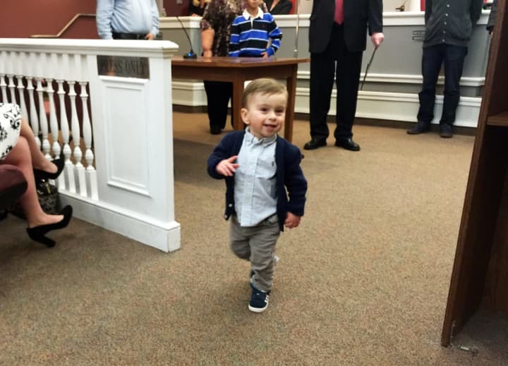 Grayson Pohlman confidently greets the crowd at the Jan. 24 Fair Lawn council meeting. He&#x27;s active and doing well, with four open-heart surgeries behind him.