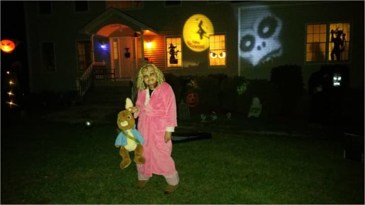 Somers resident Linda Luciano does it up for Halloween.