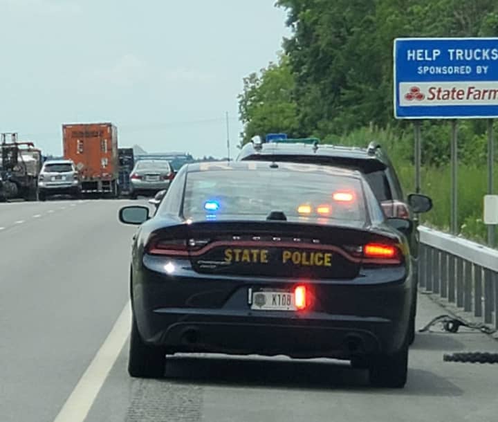 New York State Police troopers arrested a man implicated in a domestic dispute on I-95 in Harrison.