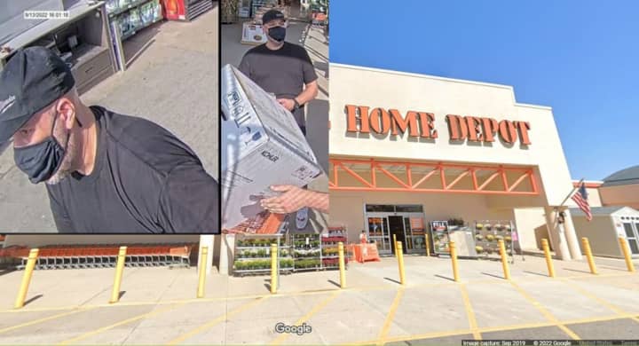 Authorities asked the public for help identifying a man who is accused of stealing a wheelbarrow, roofing shingles, and a cultivator from a Commack store.