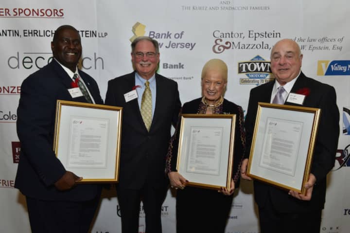 The Community Chest&#x27;s 2016 Honorees (left to right): Devry Pazant, honoree with Dick Kennedy, president, The Community Chest; Alfiero and Lucia Palestroni Foundation, honoree, represented by Lucia Palestroni; and Joe Klyde, honoree.