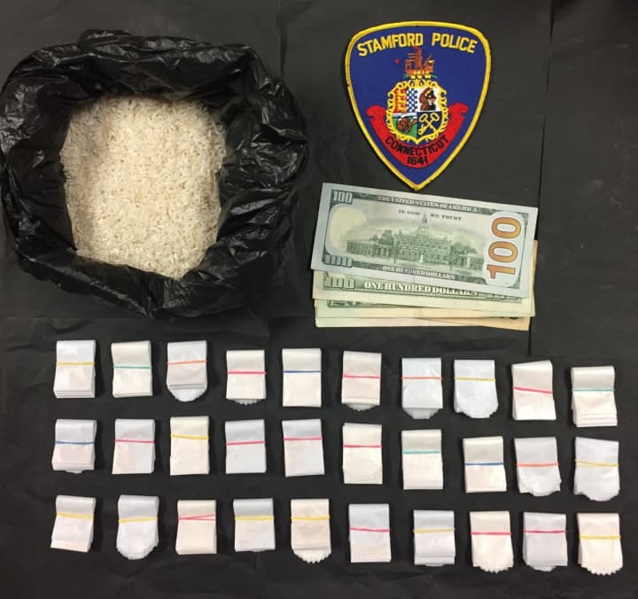 The heroin and cash seized.