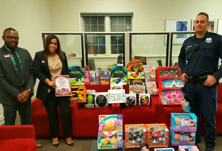 The Fairview Bank of America branch has one of the dropoff points for the Bergen County PBA Toy Drive.