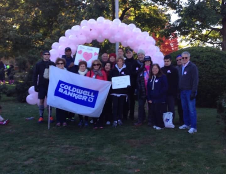 Coldwell Banker employees get ready for the Making Strides Against Breast Cancer walk Sunday at Manhattanville College. 