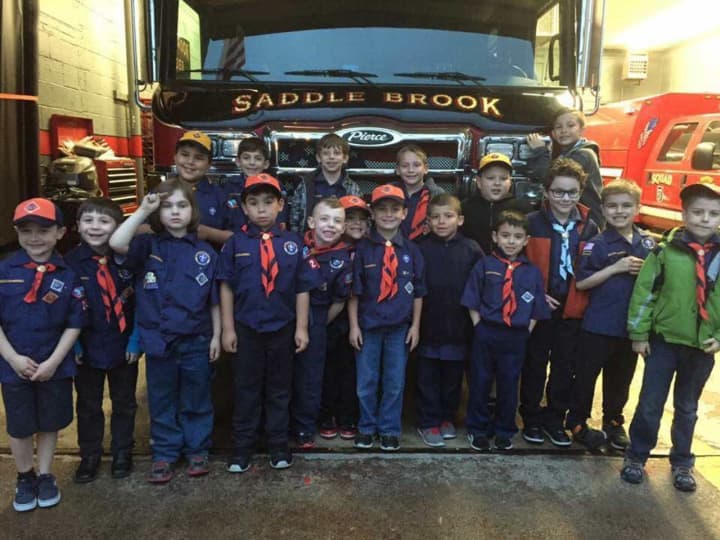 Saddle Brook Boy Scouts visit fire department.