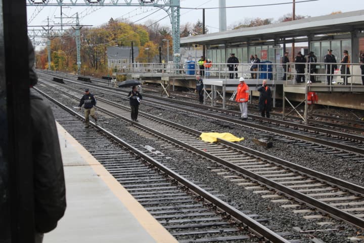 Emergency officials responded to the Stratford Train Station, where a person was killed by a train Wednesday morning.