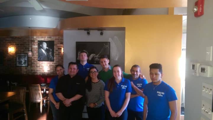 The staff at Piccolo Pizza in Ridgefield. Left to right: Isadora, Roberto, Matt, Christina, Leonardo, Claire, Mario and Roberto.
