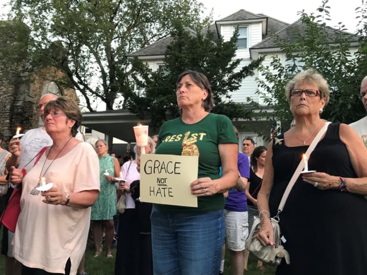 The vigil was held on the lawn of Emmanuel Baptist Church in Ridgewood.