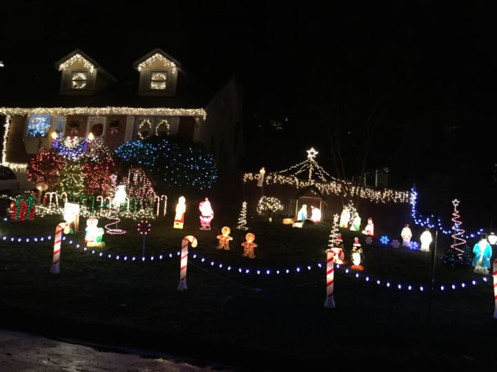 Home on Pine Avenue in Ossining decorated for Christmas