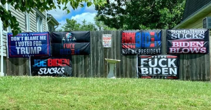 Profanity-laced anti-Biden flags are causing controversy in one New Jersey town.