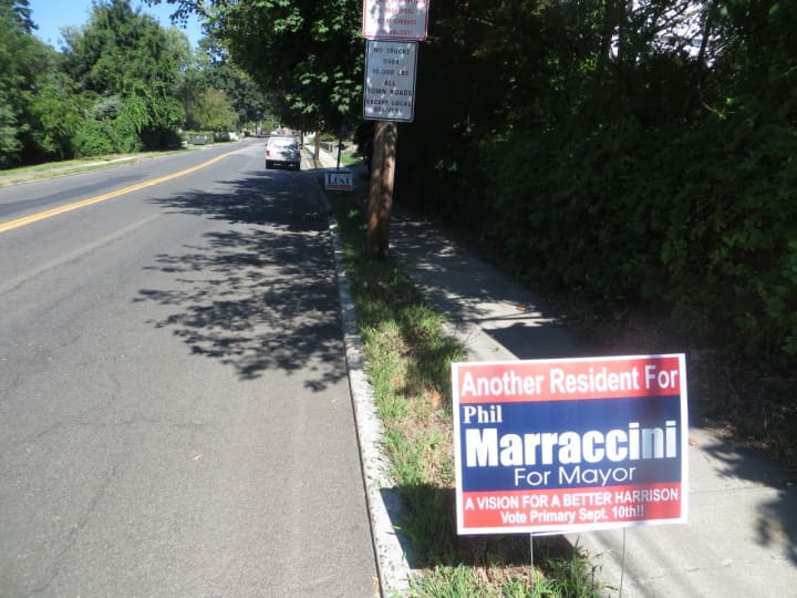 Campaign signs have cropped up all over Harrison for the first primary election for mayor/supervisor in more than a half-century. Incumbent Mayor Ron Belmont is being challenged on Thursday by Phil Marraccini, a former two-term mayor/supervisor.