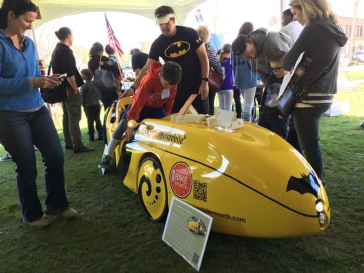 The maker of this Batmobile tools around New Haven on this high-tech tricycle. It was on display at the Westport Maker Faire. Faire makers this year may showcase their creativity around an &quot;earth&quot; theme at the 2017 faire on April 22.