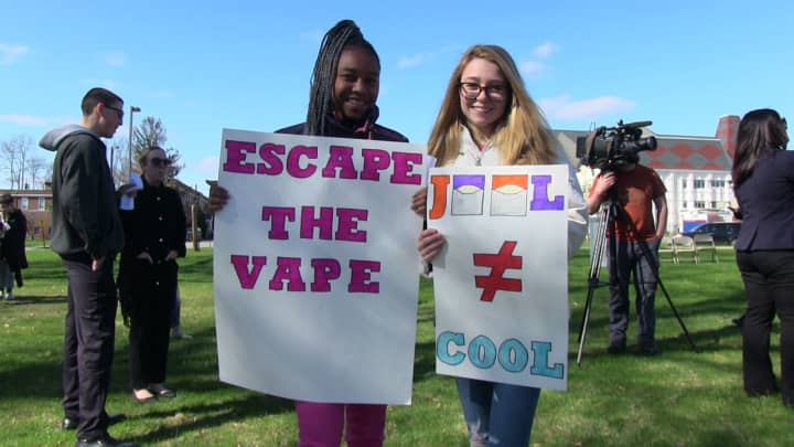 Students gathered at Westchester Medical Center to promote a &quot;vape-free&quot; environment.