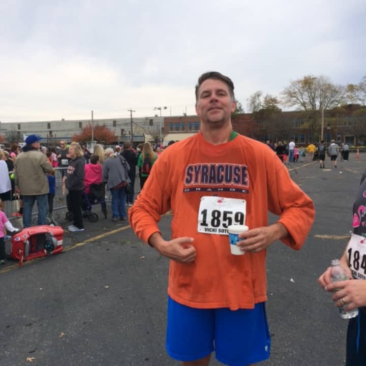 Bryan Ripley Crandall, just after he crossed the finish line in the 2015 Vicki Soto 5K